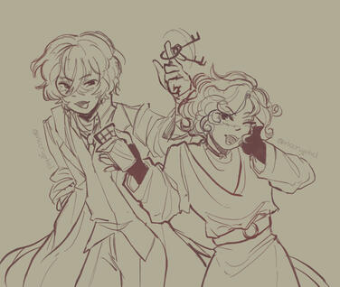 two sketch half-bodies for solamu on discord - $20